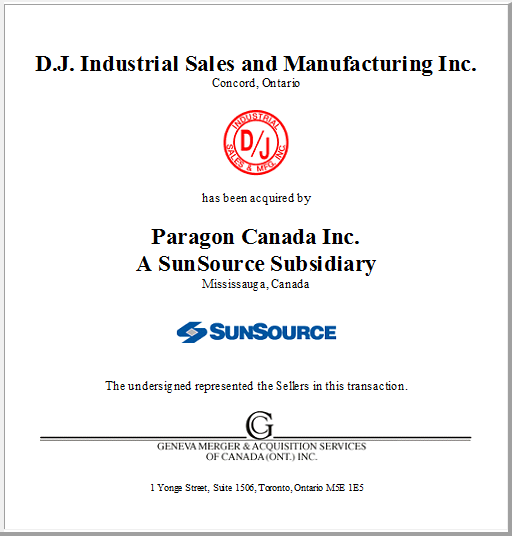 D.J. Industrial Sales and Manufacturing Inc.